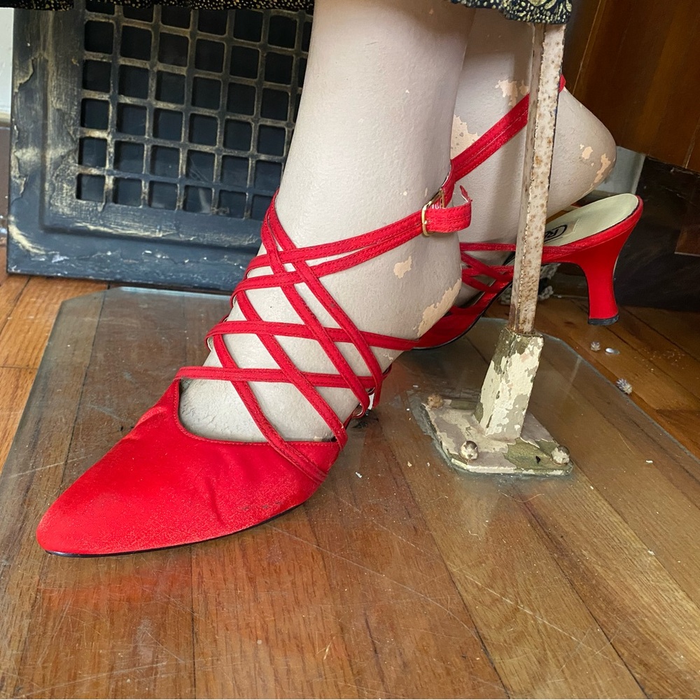Raphael Chic Red Strappy Heels